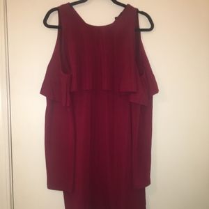 Cold Shoulder Wine Dress